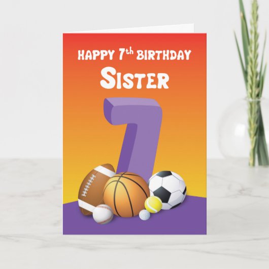 シスター7誕生日スポーツボール カード (正面)