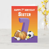 シスター7誕生日スポーツボール カード (黄色い花)