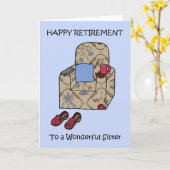 シスター・ハッピーリタイア・おもしろい肘掛け椅子。 カード (黄色い花)