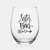 シスター・ベアー部族書パーソナライズされた道 ステムなしワイングラス (正面)