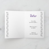 シスター – メイド・オブ・オーナー（花嫁付き添い人）パープルフラワーペタルドレス 招待状 (内部)