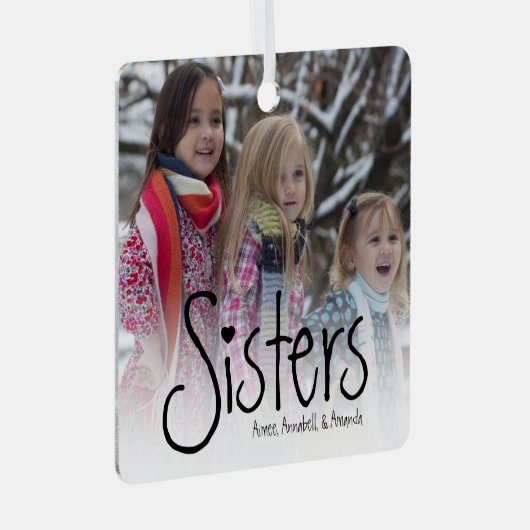シスター |写真パーソナライズされた メタルオーナメント (正面右)