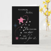 シスター、卒業スターおめでとうございます、ピンク カード (黄色い花)