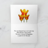 シスター、母の日、チューリップは太陽の光で一杯 カード (内部)