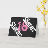 シスター、18歳の誕生日、白、黒にピンク。 カード (黄色い花)