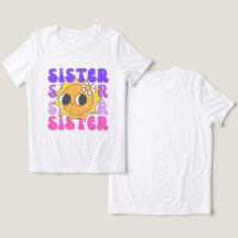 シスターTシャツ、レトロでグルービーな姉妹Tシャツ、お姉さん用