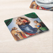 システィーナマドンナラファエル スクエアペーパーコースター (アングル)