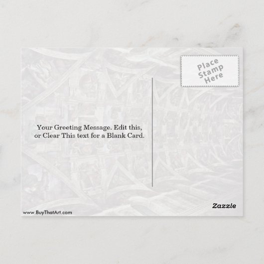 システィーナ礼拝堂での創作の物語 ポストカード (裏面)