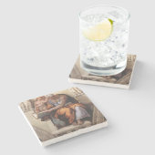 システィーナ礼拝堂の天井：クマエアンシビル・ミケランジェロ ストーンコースター (横)