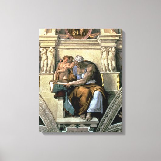 システィーナ礼拝堂の天井： Cumaean Sibyl, 1510 キャンバスプリント (正面)