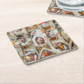 システィーナ礼拝堂 ミケランジェロ - バチカン、ローマ、イタリア スクエアペーパーコースター (アングル)