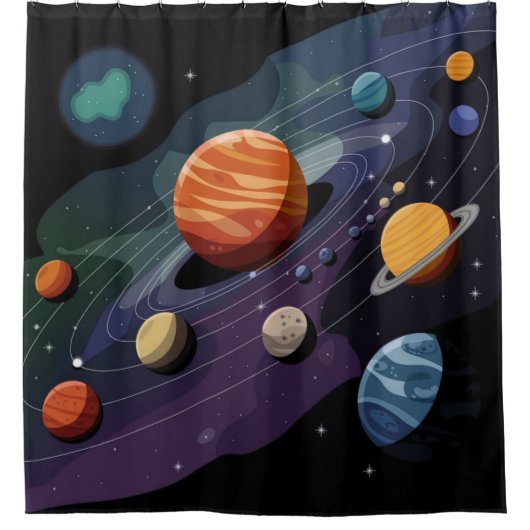 システムの太陽の惑星 シャワーカーテン (正面)