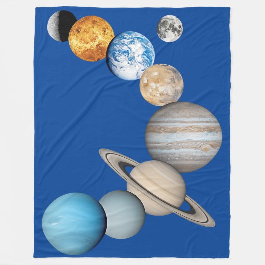 システムの太陽の惑星(色の変更) フリースブランケット (正面)