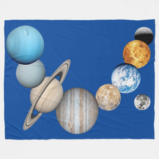 システムの太陽の惑星(色の変更) フリースブランケット (正面(横))