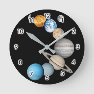 システムの太陽の惑星(色の変更) ラウンド壁時計