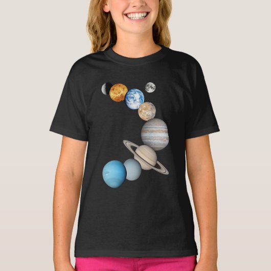 システムの太陽の惑星（色の変更） Tシャツ (正面)
