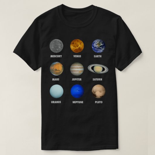システムの太陽の惑星 Tシャツ (デザイン正面)
