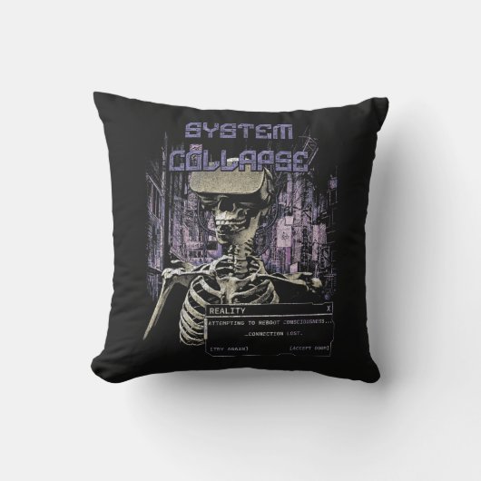 システムの崩壊 – テクノ – ディストピアのストリートウェア クッション (正面)
