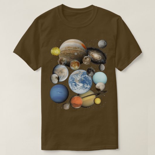 システムの惑星と太陽の月 Tシャツ (デザイン正面)