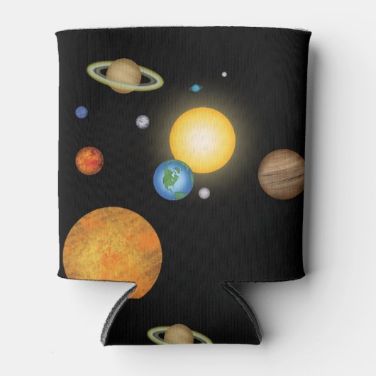 システムの惑星太陽の深い暗い宇宙カスタム 缶クーラー (正面)
