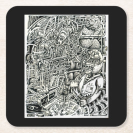 システムへの衝撃（電気椅子） スクエアペーパーコースター