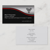 システムアナリスト – フェニックス、赤いスウーシュ、クロムの外観 名刺 (正面/裏面)