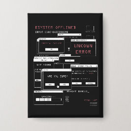 システムオフライン – テクノ-Brutalistデザイン 缶バッジ