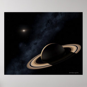 システム内の土星太陽の惑星、クローズアップ ポスター