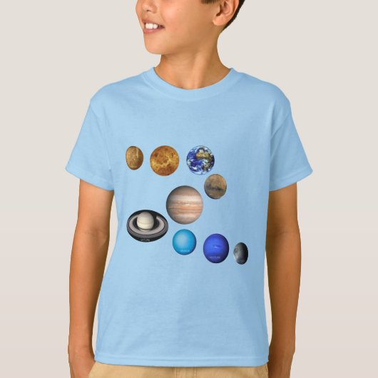 システム内の9つの太陽の惑星。マーキュリー、ヴィーナス、 Tシャツ (正面)