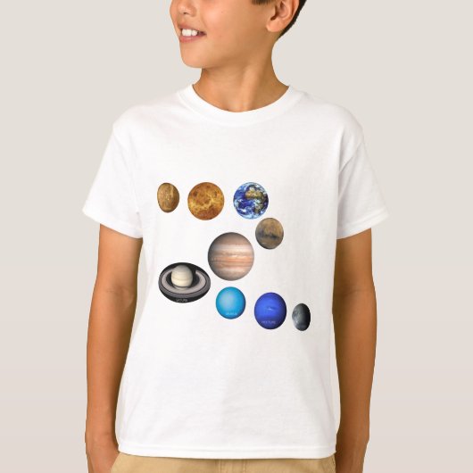 システム内の9つの太陽の惑星。マーキュリー、ヴィーナス、 Tシャツ (正面)