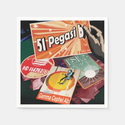 システム外で見つかった最初の外惑星を太陽の訪れる スタンダードカクテルナプキン (正面)