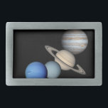 システム太陽のモンタージュ 長方形ベルトバックル<br><div class="desc">惑星と地球太陽のの月を示すシステムのnasaの宇宙イラストレーション。</div>