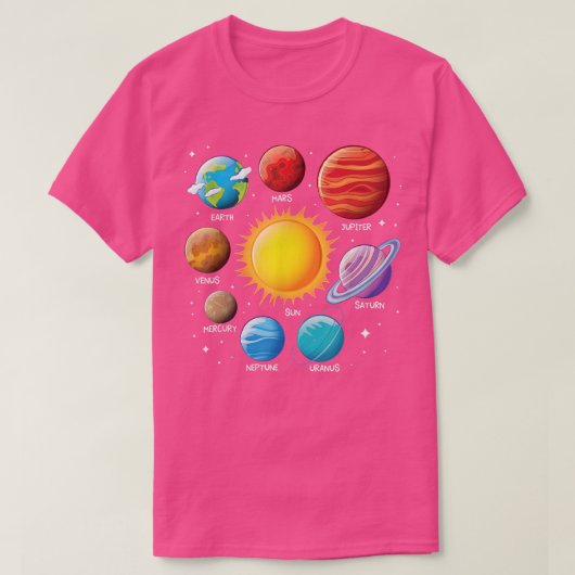 システム太陽の惑星の名前宇宙男の子の科学 Tシャツ (デザイン正面)