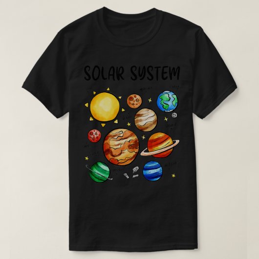 システム太陽の惑星天文学宇宙科学ボーイズ Tシャツ (デザイン正面)