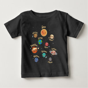 システム太陽の惑星子供の知識宇宙 ベビーTシャツ