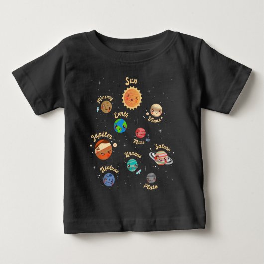 システム太陽の惑星子供の知識宇宙 ベビーTシャツ (正面)