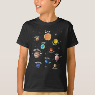 システム太陽の惑星子供の知識宇宙 Tシャツ