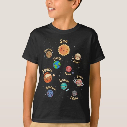 システム太陽の惑星子供の知識宇宙 Tシャツ (正面)