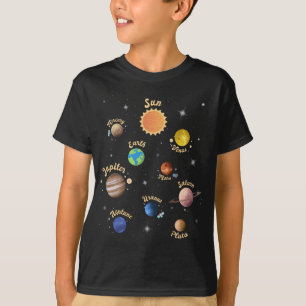 システム太陽の惑星子供の知識宇宙T- Tシャツ