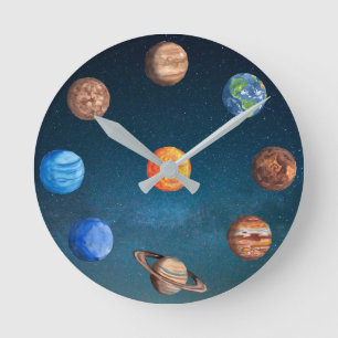 システム太陽の惑星宇宙地球太陽木星 ラウンド壁時計
