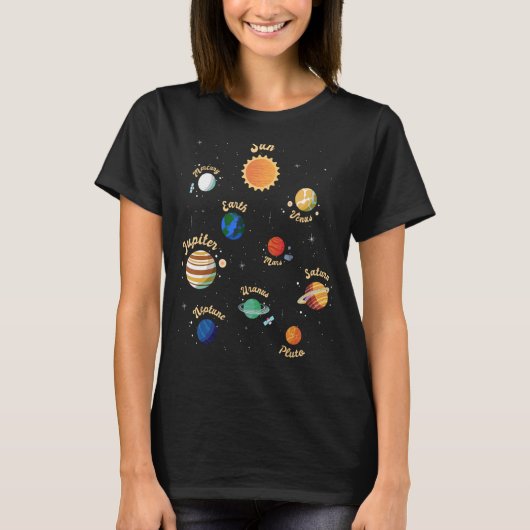 システム太陽の惑星宇宙知識科学 Tシャツ (正面)