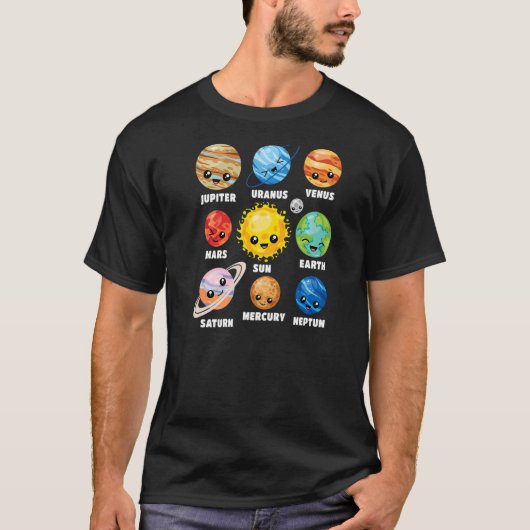 システム太陽の惑星宇宙科学惑星宇宙 Tシャツ (正面)