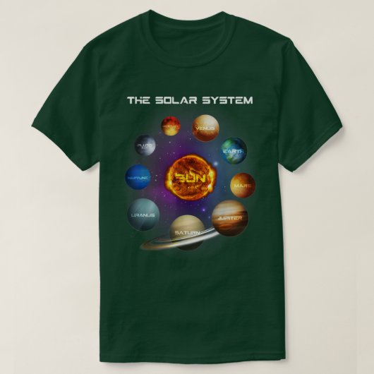 システム太陽の惑星科学宇宙天文学STEM Tシャツ (デザイン正面)