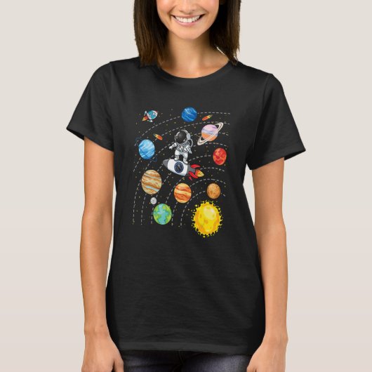 システム太陽の惑星科学宇宙宇宙飛行士ユニーブ Tシャツ (正面)