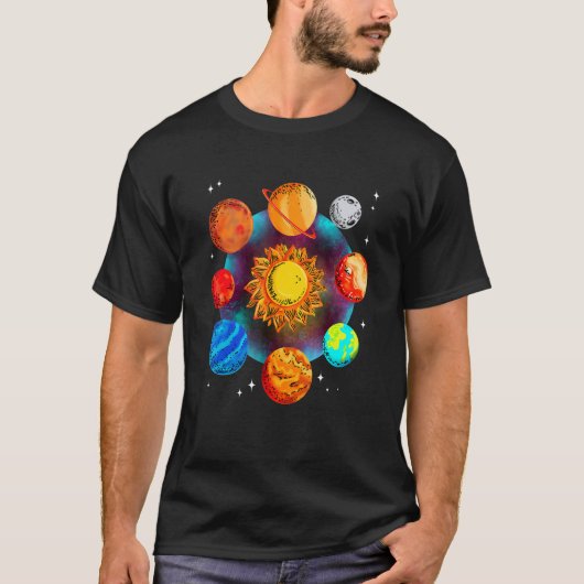 システム太陽の惑星科学宇宙少年少女 Tシャツ (正面)