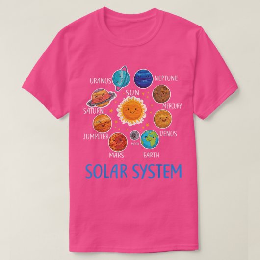 システム太陽の惑星科学宇宙少年少女STEM Tシャツ (デザイン正面)