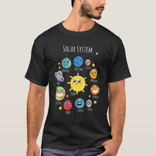 システム太陽の惑星科学宇宙男の子ガールキッズ Tシャツ (正面)