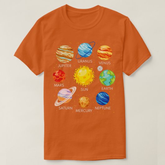 システム太陽の惑星科学宇宙銀河系宇宙 Tシャツ (デザイン正面)
