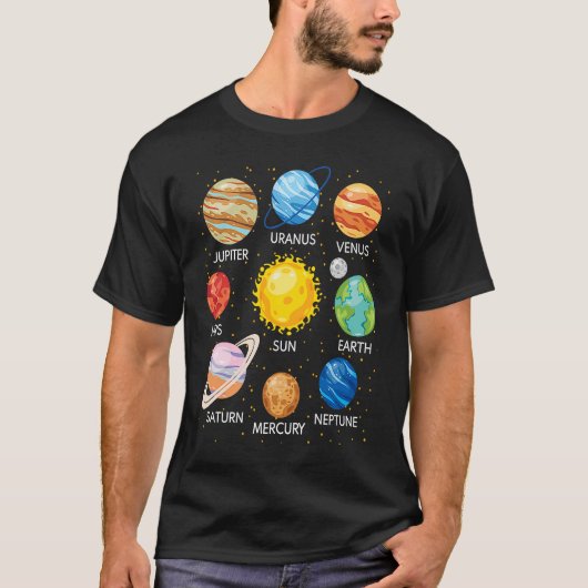 システム太陽の惑星科学宇宙銀河系宇宙 Tシャツ (正面)