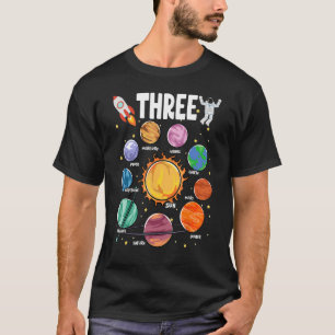 システム太陽の惑星3歳3歳の誕生日 Tシャツ
